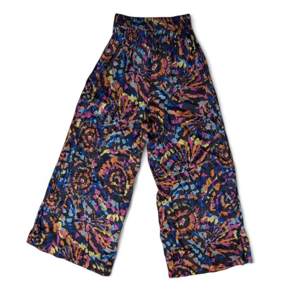 Chufy Northern Lights Wide Leg Vibrant Hippie Pants XS Bohemian Abstract Festy